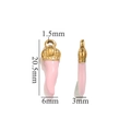 Pink enamel chili pepper pendant with gold crown cap for DIY jewelry making 20.5mm - Gold-Pink