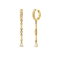 Orecchini a goccia dorati eleganti con zirconi micro-incastonati e nappe lunghe - Oro