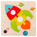 Wooden rocket puzzle toy for early learning with colorful blocks and space theme - Rocket