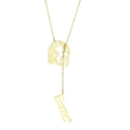 Gold stainless steel necklace featuring Einstein portrait and E=mc² formula pendants - Einstein and E=mc²