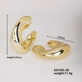 Golden chunky C-shape hoop earrings with polished mirror finish and product dimensions - Gold Thick C-shape (E01595-29)