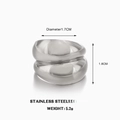 Anello geometrico in acciaio inossidabile argento lucido con diametro 1,7cm e design curvo - Anello Irregolare Colore Acciaio / Color Acciaio