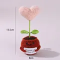Handmade crochet heart plant in pot with positive quote card, 13.5cm tall gift - Positive Potted-Heart Light Pink