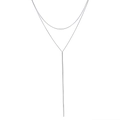 Collier long en argent à double couche en forme de Y avec un style bohème minimaliste - Chaîne serpent en Y à double couche / Argenté