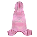 Pink tie-dye waterproof pet raincoat with hood and reflective strips for small dogs - M / Metallic Pink
