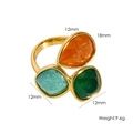 14K Gold Titanring mit orangefarbenem Birnen-Zirkon und blau-grünen quadratischen Steinen - Mehrfarbig 10
