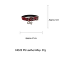 Détail du ras-du-cou en cuir PU à carreaux rouges avec un pendentif en os en strass brillant - Choker à Boucle de Ceinture à Carreaux Rouges X4328
