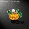 Golden Halloween pumpkin brooch with orange enamel finish and a white pearl accent - Classic Orange Pumpkin with Pearl