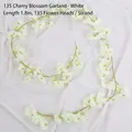 Guirnalda de cerezo artificial blanca, 1,8 metros con 135 cabezas de flores de seda - 135 Flores Cerezo / Blanco