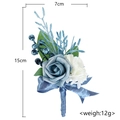 Light blue foam rose wedding boutonniere with dark blue berries and ribbon bow 15cm - Foggy Blue Boutonniere