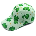 Detail der St. Patrick's Day Kappe mit grünen Kleeblättern und goldglänzenden Punkten - M (56-58cm) / Hellgrünes Kleeblatt mit Goldenen Glitzerpunkten (2#)