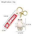 Süßer Baymax Schlüsselanhänger mit weißer Figur, roter Schlaufe und goldenem Metallring - Großer Weißer Anhänger (ohne Kleines Schild) / OPP-Verpackung