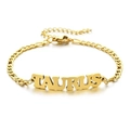 Goldenes Taurus Sternzeichen Armband mit polierter Figaro-Kette für Damen - Gold-Stier