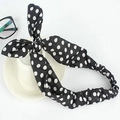 Fascia per capelli con orecchie di coniglio a pois neri e bianchi per donna - Orecchie Di Coniglio A Pois Nere / Nero