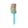 Rainbow gradient vented hairbrush with boar bristles and ergonomic plastic handle for styling - Rainbow Boar Bristle Vented Brush with Pin Tail
