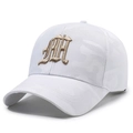 White camo baseball cap with gold embroidered Gothic M letter and jacquard texture - Adjustable / White