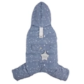 Winter-Hundeoverall in Graublau mit Sternbildmuster und D-Ring für kleine Hunde - S / Sternenblau