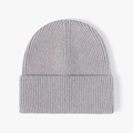 Winter light grey ribbed knit beanie with thick turnover cuff for warmth and style - One Size / Light Gray