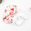 Detailed view of Christmas scrunchie with festive patterns and soft fabric texture - Christmas Print 11# White (Glove+Snowflake+Tree)