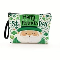 St. Patrick's Day themed makeup bag with clover print and cartoon hat design - Green Hat Cartoon Figure Design (Style 4)