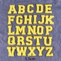 Patch alfabeto in ciniglia gialla da 5,5 cm con bordo glitterato oro per fai-da-te - G1-1-R/5,5cm/Giallo/Set di 26 Lettere