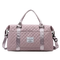 Pink quilted travel duffel bag with detachable shoulder strap and top handles - Large / Lilac Purple