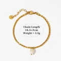 Double-layer gold stainless steel bracelet with snake chain and natural pearl drop - Double Layer Bracelet (B748) / Gold