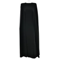 Elegantes schwarzes ärmelloses Maxikleid mit Faltenwurf und Umhang-Design - S / Marineblau