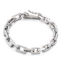 Retro geometrisches silbernes Kettenarmband mit rechteckigen Gliedern und Hakenverschluss - Stahlfarbe (KB156608-KLHQ)