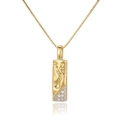 Detail of gold pendant necklace with irregular texture and pavé set cubic zirconia - I (Rectangle)