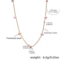 Pink freshwater pearl necklace with gold-plated stainless steel chain and dimensions - 42+5cm / Grey Freshwater Pearl Necklace