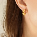 Minimalist gold beaded C-shape earrings for women made of durable stainless steel - Gold Color Earrings (F402)