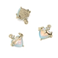 Iridescent heart pendant with gold plating and sparkling star detail for DIY jewelry - Blue Heart