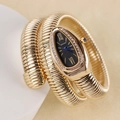 Golden snake wrap watch with crystal-set pear dial and flexible coiled bracelet - Black Dial / Gold