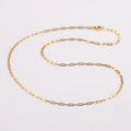 Minimalist golden rectangular link chain necklace with lobster clasp in S-curve layout - 55cm / Gold
