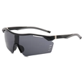 Outdoor cycling sunglasses with black frame and grey lens featuring side air vents - Black Frame Grey Lens