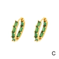 18K gold plated hoop earrings featuring rectangle emerald green cubic zirconia stones - Green Zirconia