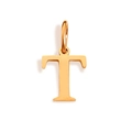 Polished gold initial T pendant charm with connector ring for DIY jewelry making - Letter T (Rose Gold)