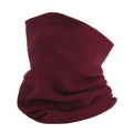 Macro detail of wine red polar fleece neck warmer showing soft thickened fabric texture - Fleece Lined Style / Single Layer Drawstring Style / Burgundy