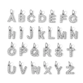 Silver-plated letter charms from A to Z with sparkling crystals for DIY jewelry making - 26 Letters Set-Silver