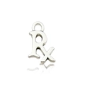 Silver Rx medical symbol charm pendant in vintage alloy for DIY jewelry making designs - Antique Silver Rx Letter 9x14mm