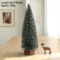 Flocked mini Christmas tree 50cm tall with snowy needles and natural wood base - 50cm Flocked Christmas Tree