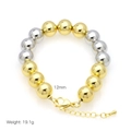 Detail of 12mm gold and silver beaded bracelet with lobster clasp, weighing 19.1g - Gold and Silver Two-Tone Round Beads Style
