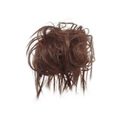 Messy bun hair extension with brown synthetic fibers and elastic rubber band - Dark Auburn (33#)