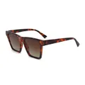 Fashionable tortoise shell square frame sunglasses with brown gradient lenses for UV protection - Leopard Print