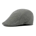 British style dark grey wool felt beret cap for men in a minimalist retro ivy hat design - M (56-58cm) / Gray