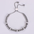 Bracciale regolabile in perline di acciaio inossidabile argento con strass lucidi - Color Acciaio