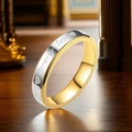 Minimalist gold and silver titanium steel ring with Forever Love heart engraving - US 7 / Forever Love Gold And Silver Style