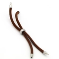Adjustable brown braided cord bracelet with silver metal slider clasp for DIY jewelry - Brown