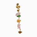 Ethnic hair clip with gold spiral metal and hanging irregular multi-colored natural stones - Green 1# Short